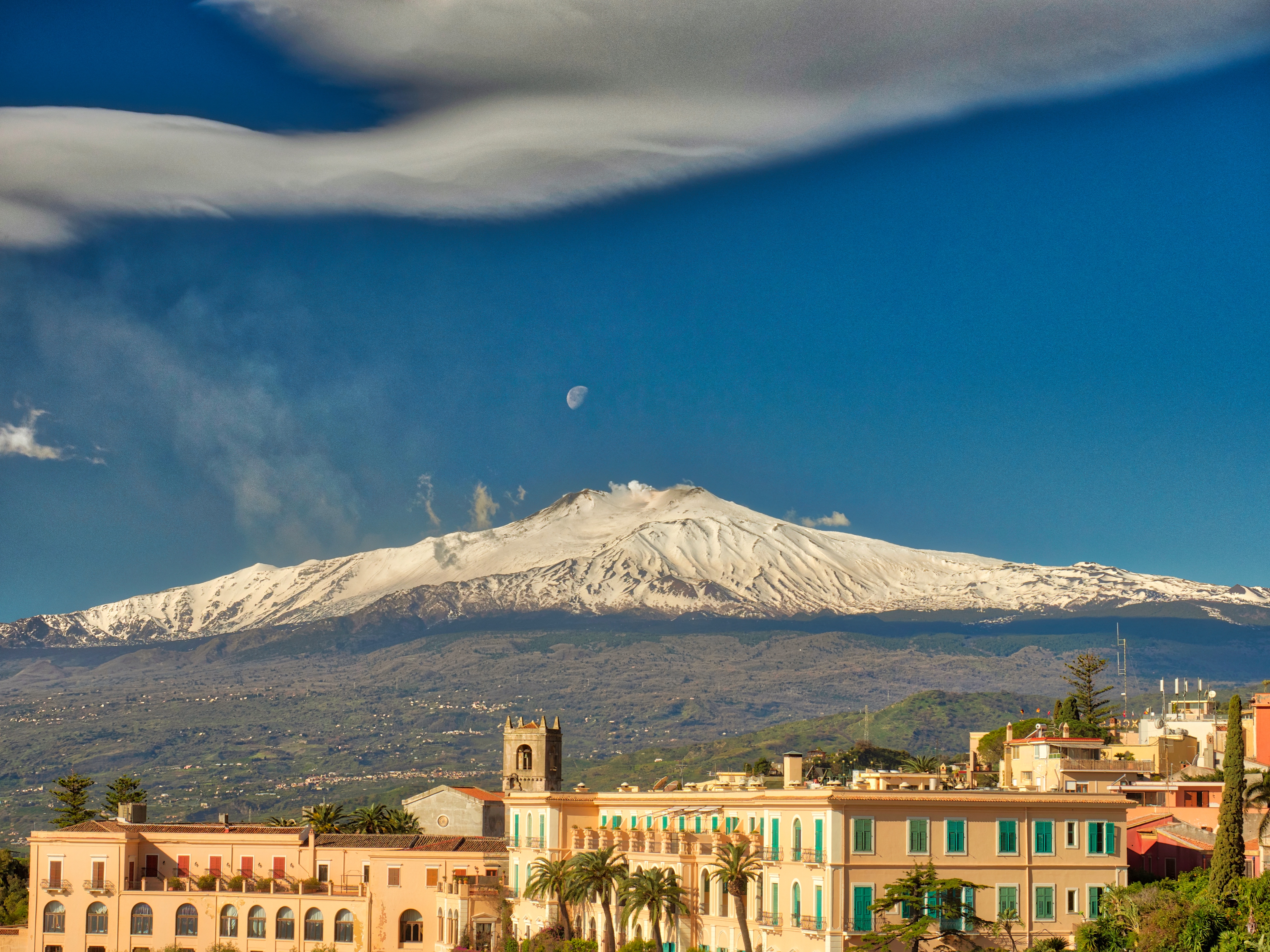 Etna & Moon Closeup